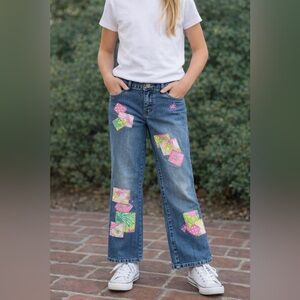 -Lily Pulitzer Denim Girls Patchwork Blue Jeans Size 10